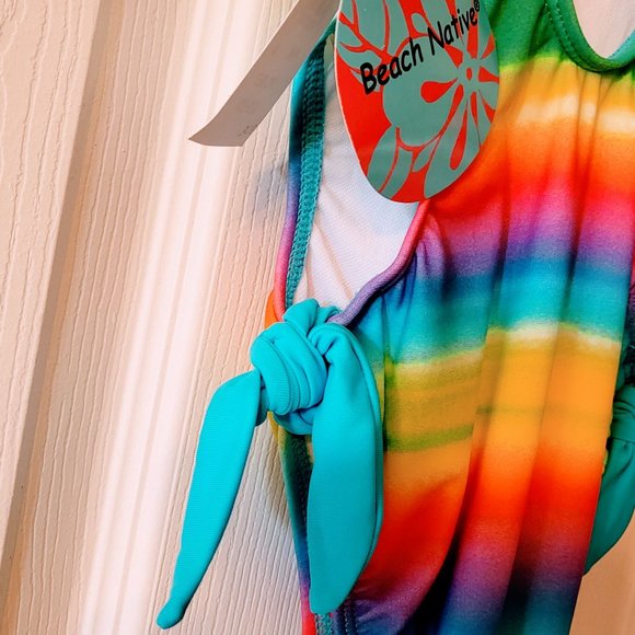 BNWT Sz 4 Gorgeous Bright-Colored Swimsuit 1-Piece w/Rhinestone Heart- SO PRETTY - Picture 8 of 10